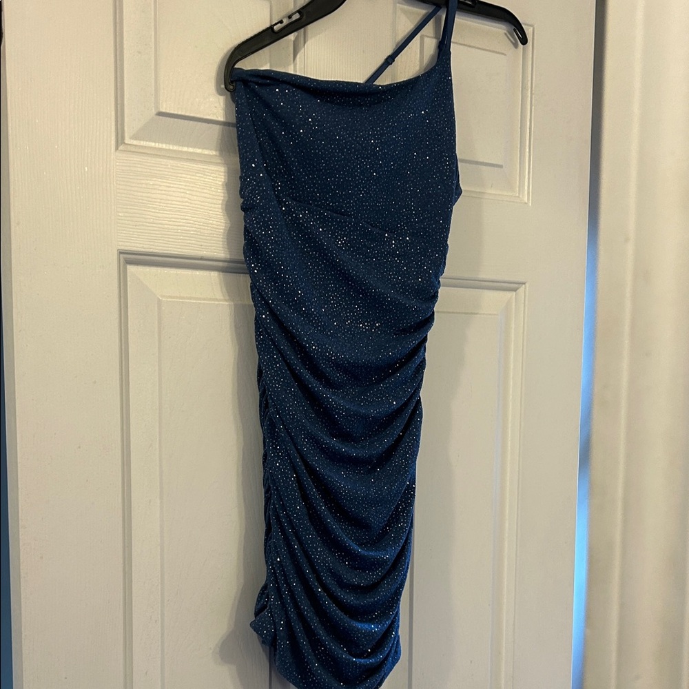 Emerald Sundae One Shoulder Navy Dress